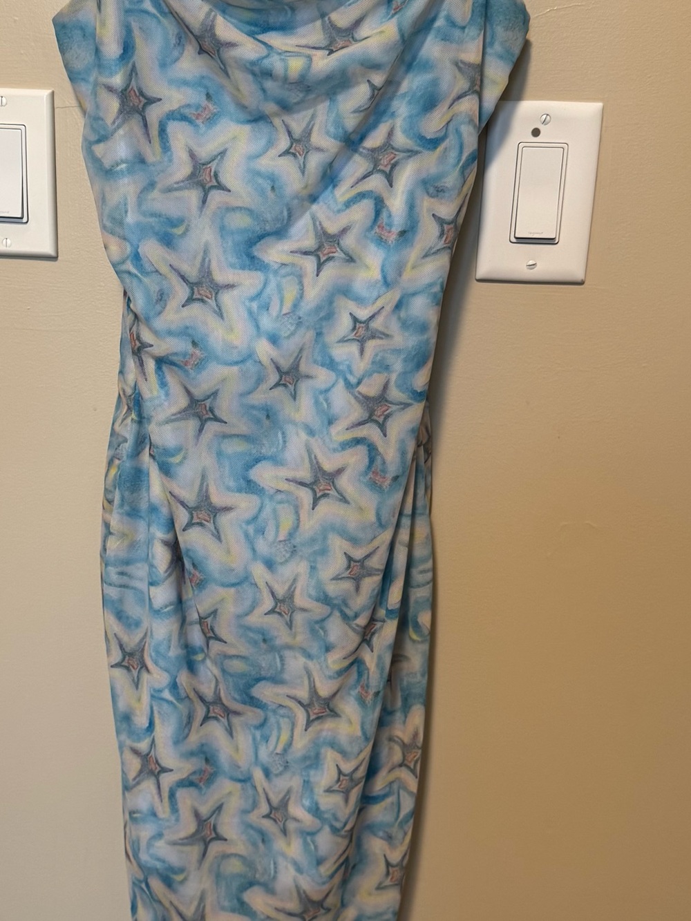Cider Light Blue Star-Print Maxi Dress